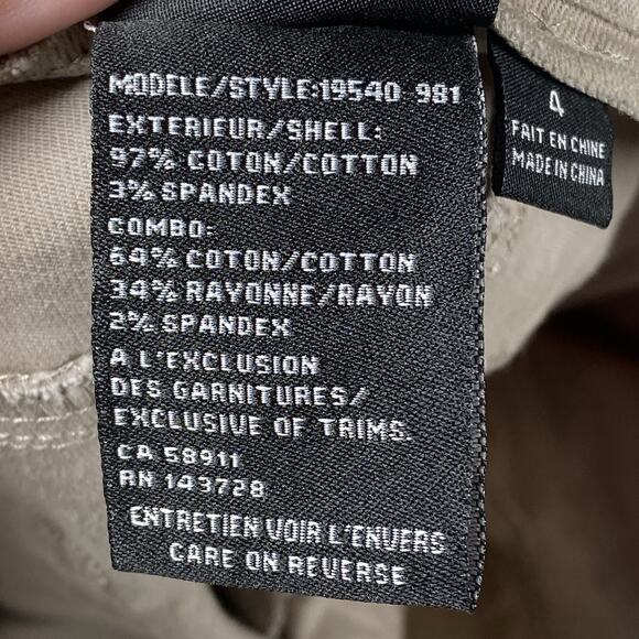 New Stitch Fix Tribal Pants Women's Size 4 Pull-On Skinny Sable Corduroy Tan - Picture 6 of 7